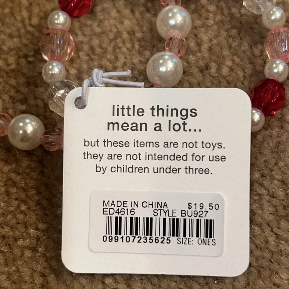 NWT J. Crew Kids 2 Beaded Valentine Bracelets, OS